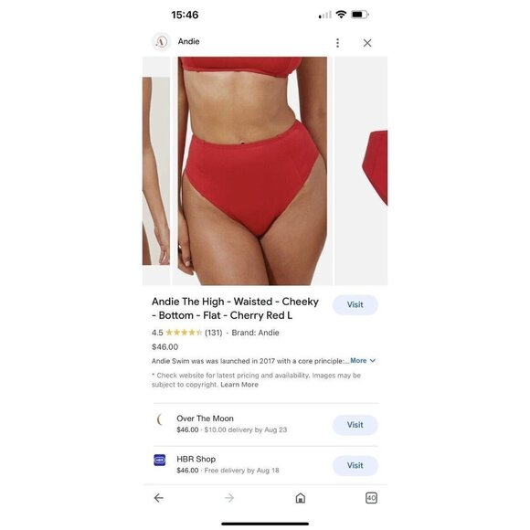 Andie Swim Bikini Bottom Light Gray NWTS $50 Stone XXL New High Waist Full V - Picture 4 of 4